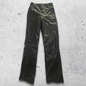 Kendall + Kylie Pants Faux Leather Material Sleek Slim Fit Front Pockets Black S